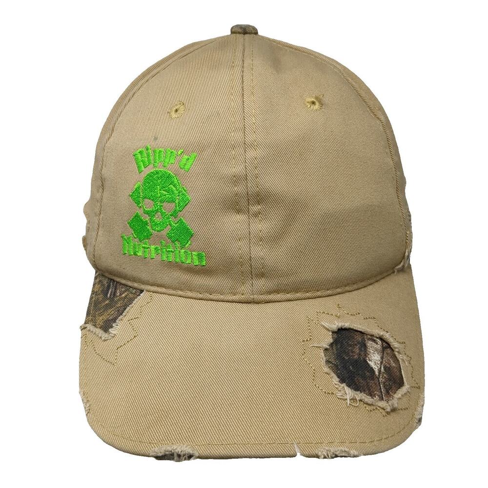 OC Baseball Cap Beige One Size Distressed Realtree Camo Ripp'd Nutrition Hat